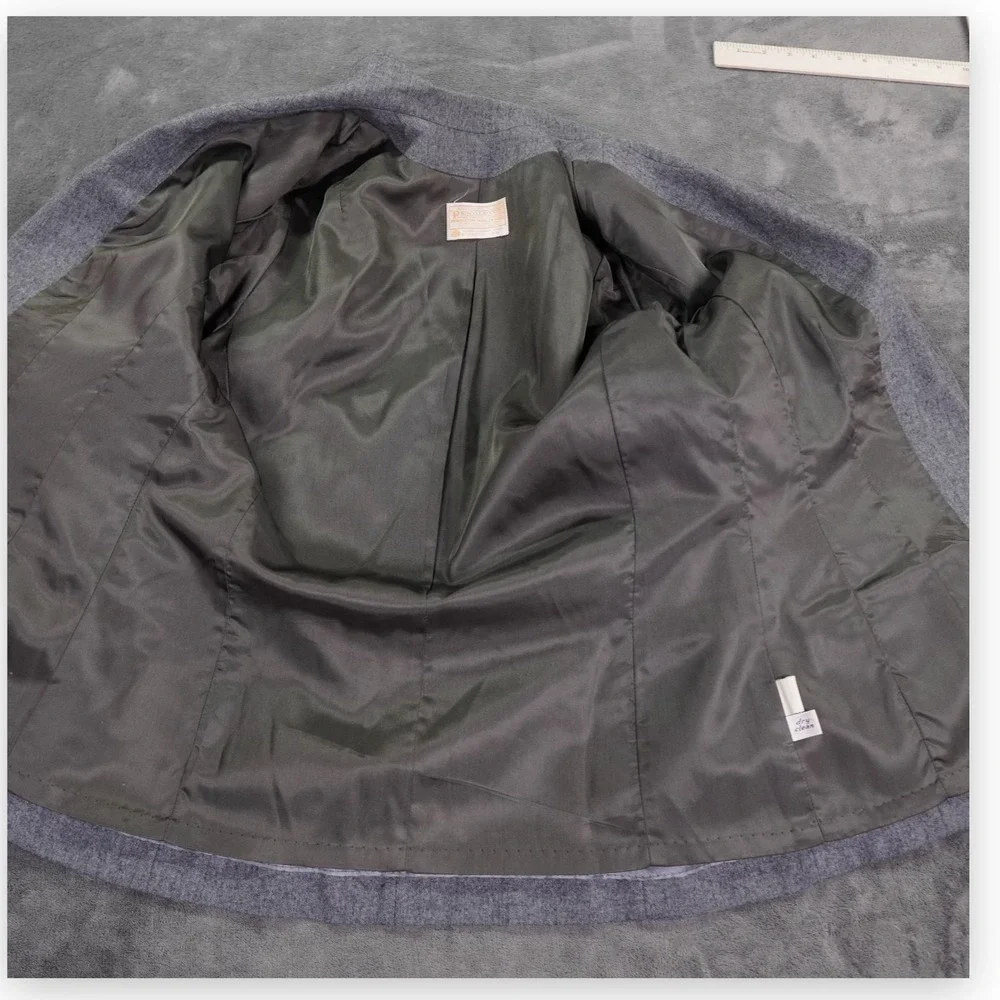 VTG Pendleton‎ Wool Blazer Women's 16 Gray USA Made One Button Tailored Jacket